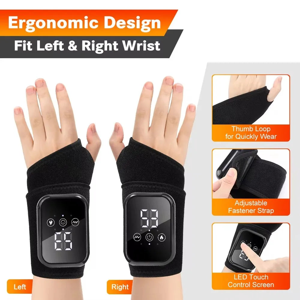 Wireless Electric Wrist Massager With Vibration And Heat Therapy
