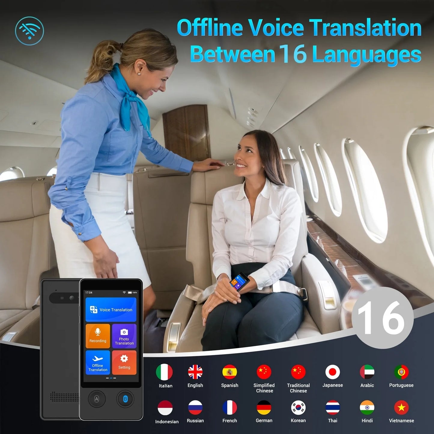 Wooask Multi Language Real Time Voice Translator Device