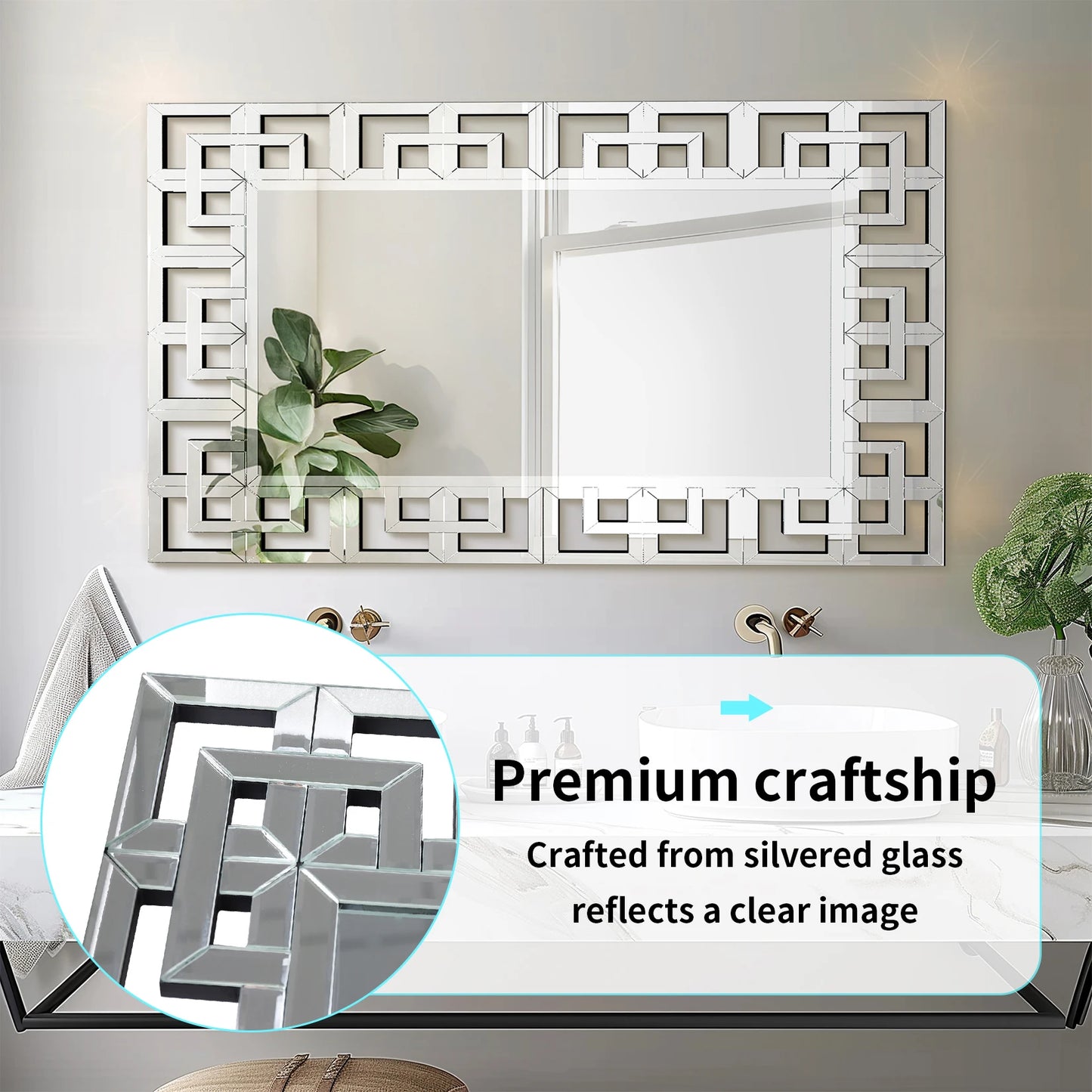 Premium Venetian Beveled Glass Wall Accent Art Mirror