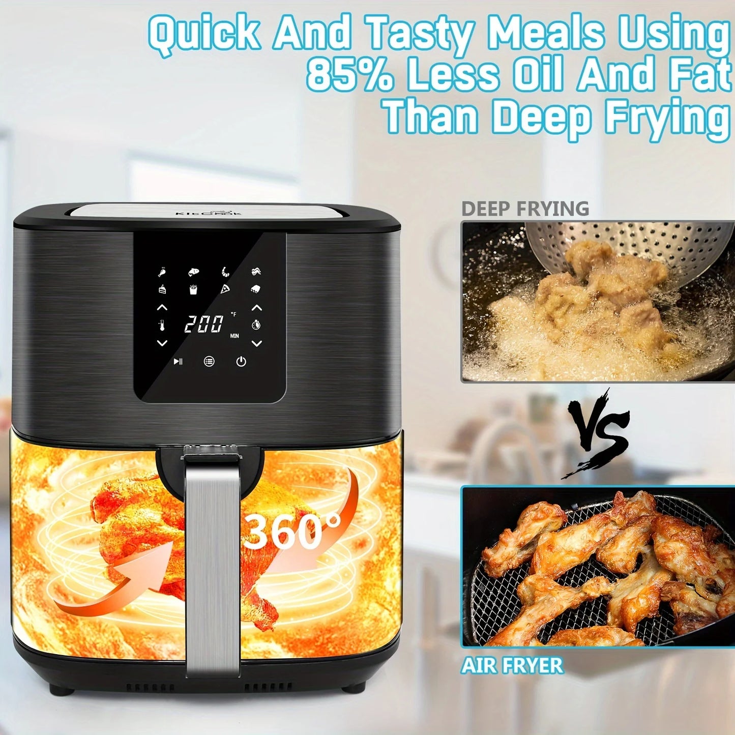 KitCook Air Fryer With Digital Touch Screen And Eight Presets