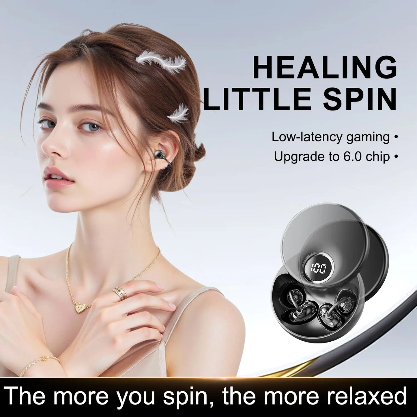 Shuke Open Ear Clip Wireless Earbuds With Active Noise Cancellation