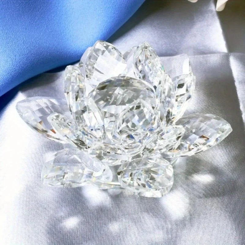 Crystal Lotus Paperweight Figurine For Home Decoration And Gifts