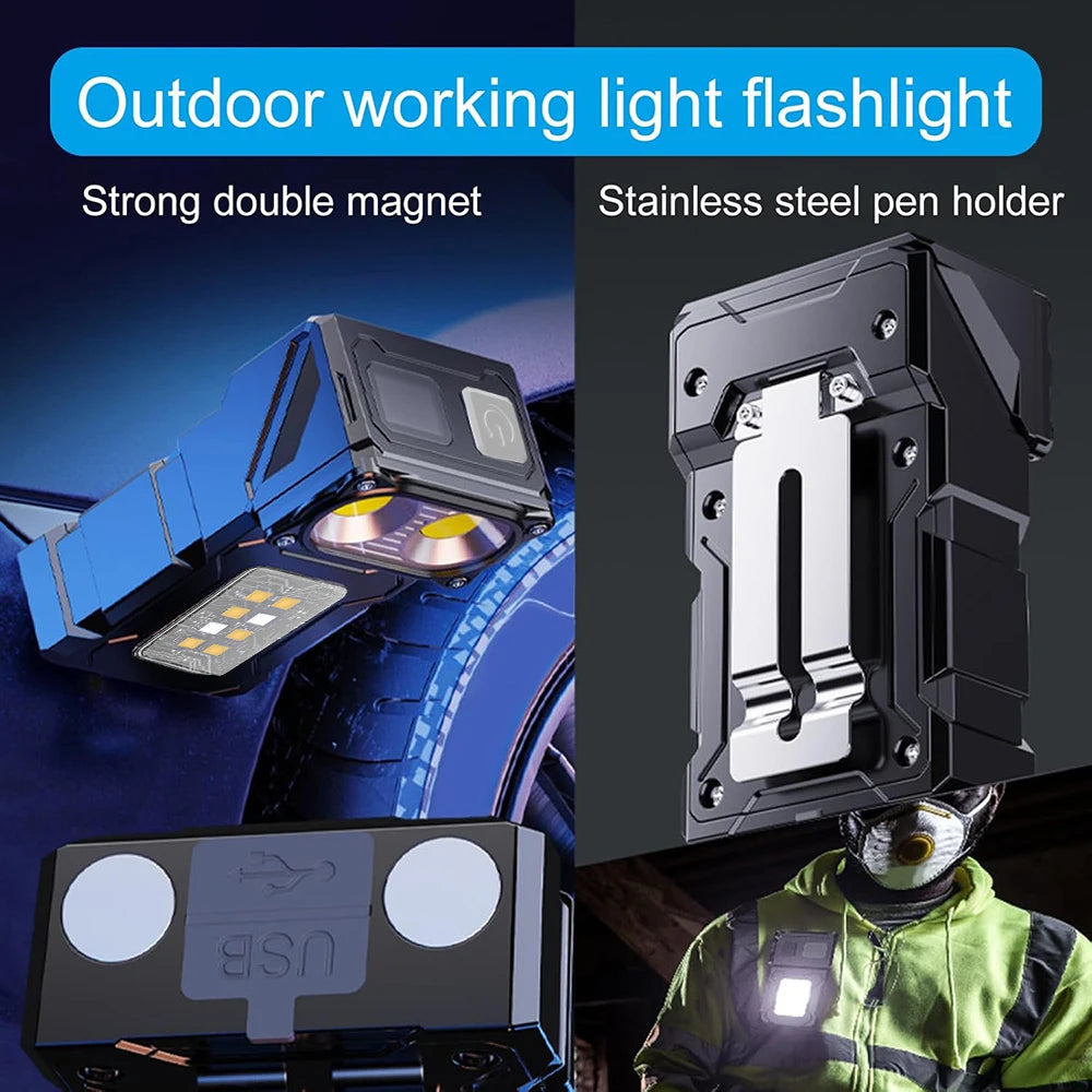 Half X USB Rechargeable LED Flashlight With Tail Magnet COB