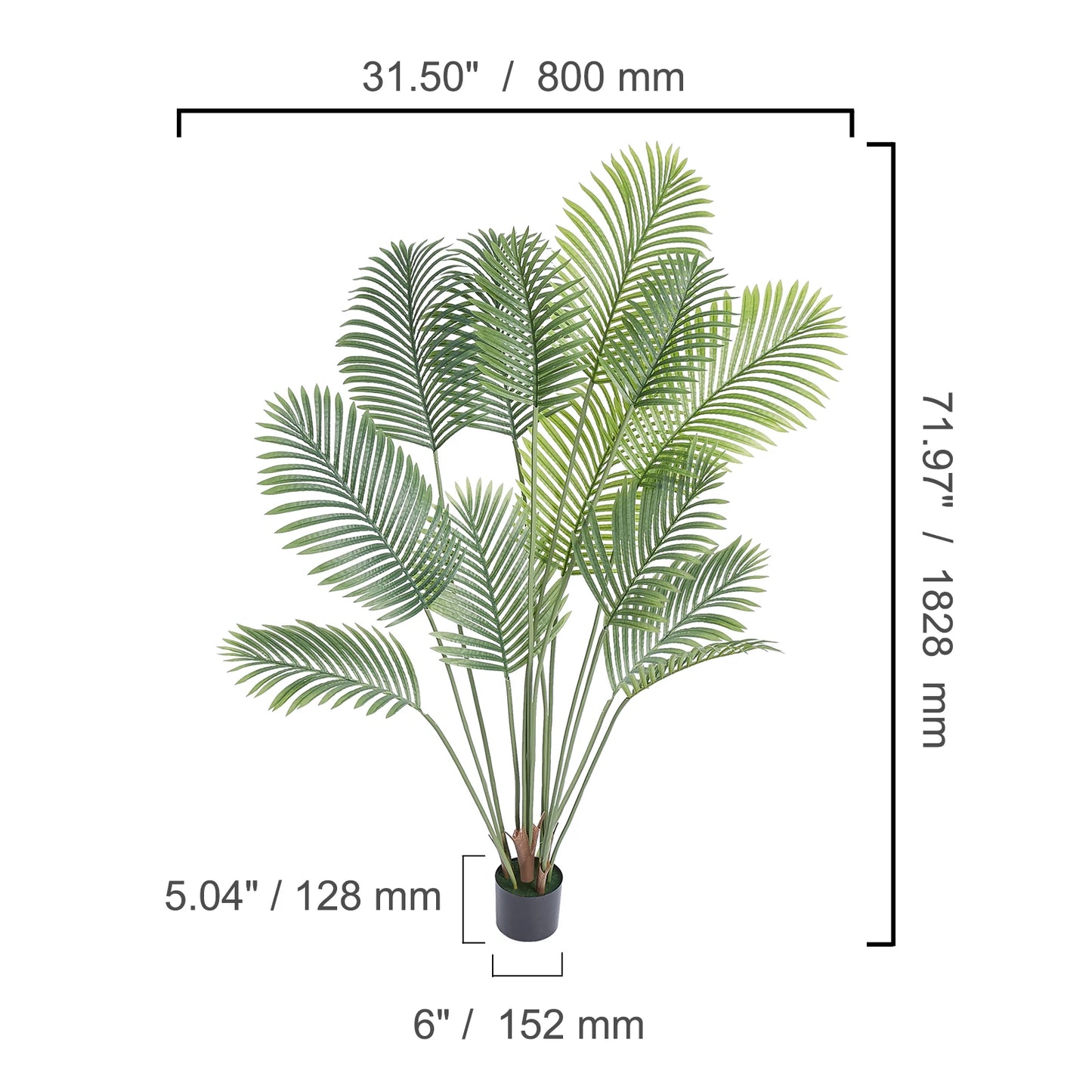 SucceBuy Artificial Palm Tree Faux Plant With Anti Tip Stability For Home