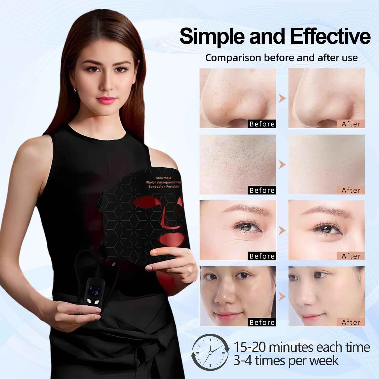 Portable LED Red Light Therapy Face Mask For Anti Aging