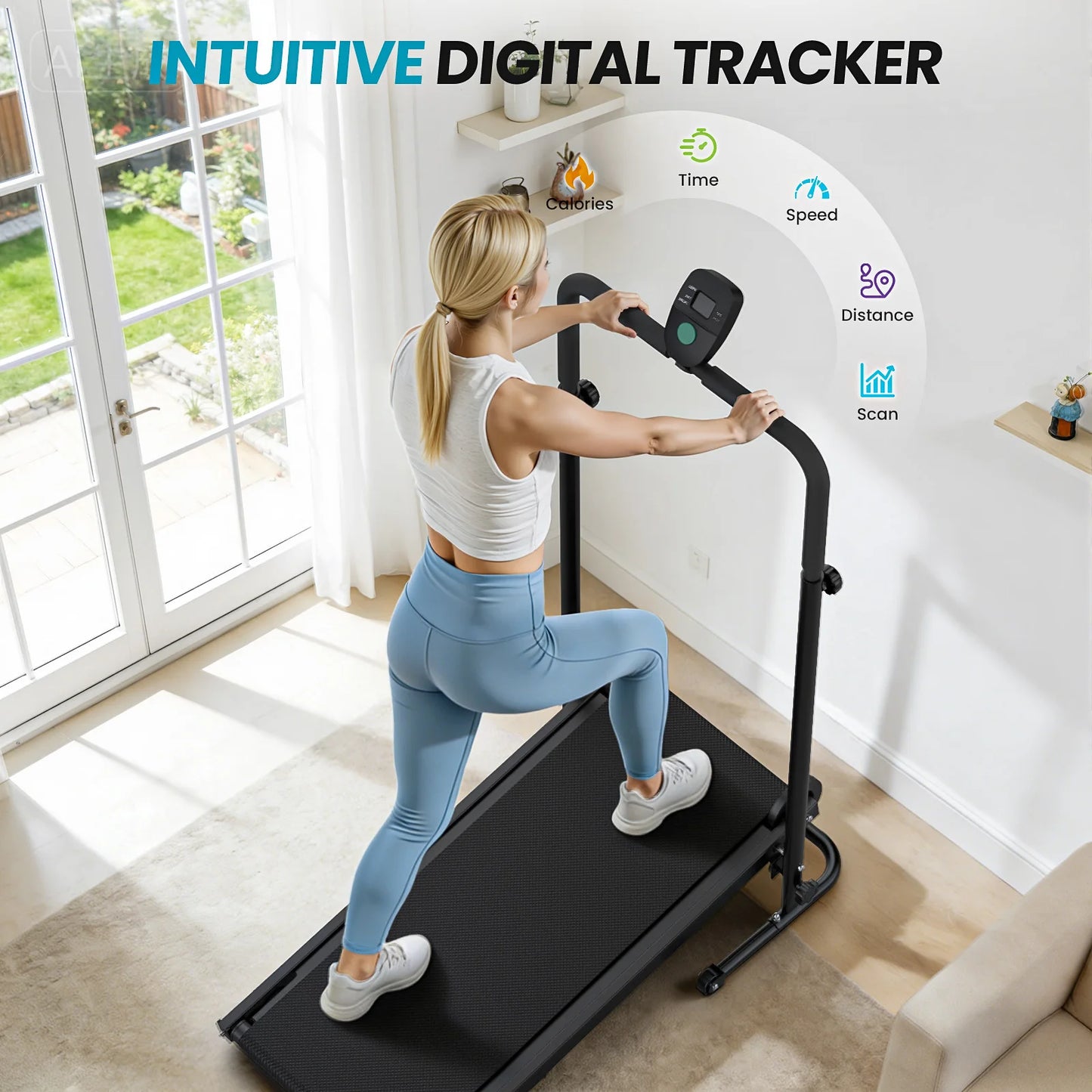 AKLUER Non Motorized Foldable Treadmill For Small Homes
