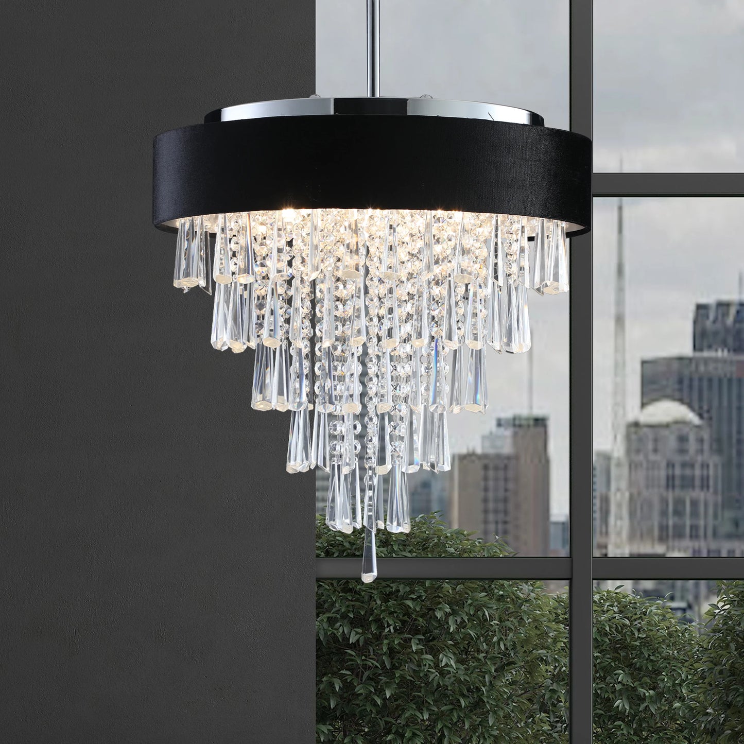LONGREE Modern Crystal Chandelier Pendant Light for Dining Living Room
