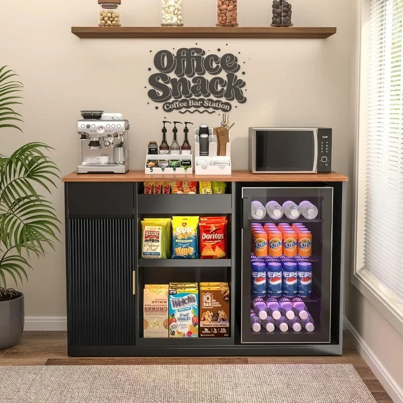 Snack Bar Cabinet With Fridge Space And Candy Display Shelf