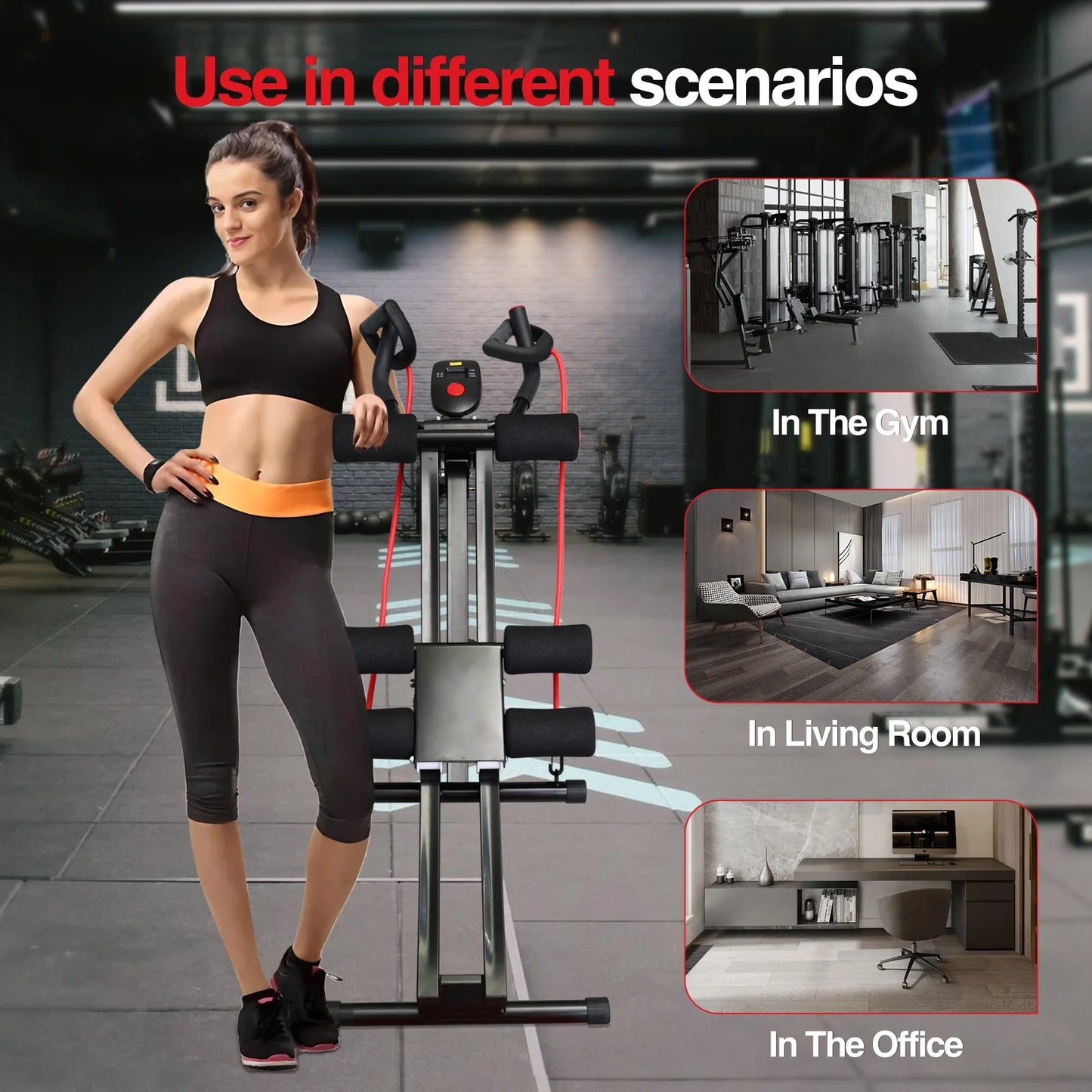 Foldable Ab Machine For Home Gym Core And Abdominal Trainer LCD Display
