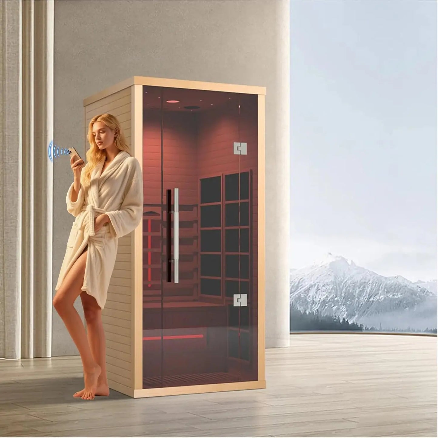 Smartmak 1 Person Infrared Sauna With Hemlock Wood 1350W 120V