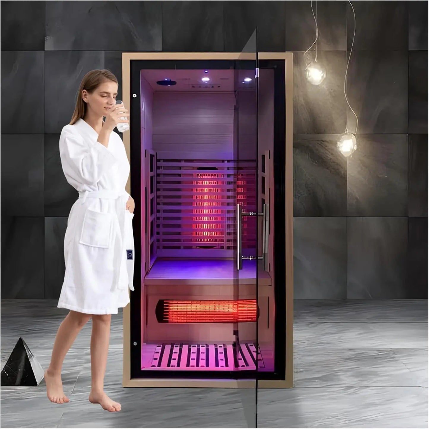 Smartmak 1 Person Infrared Sauna With Hemlock Wood 1350W 120V