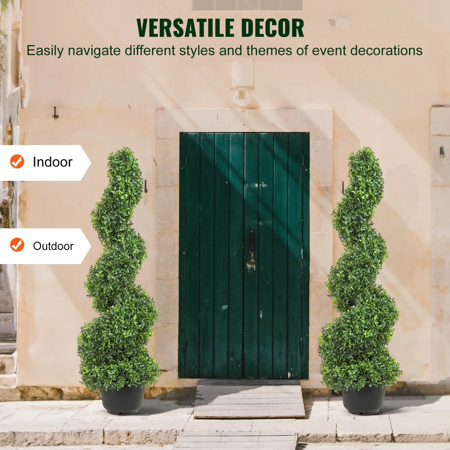 SucceBuy Artificial Boxwood Spiral Topiary Tree Outdoor Decor