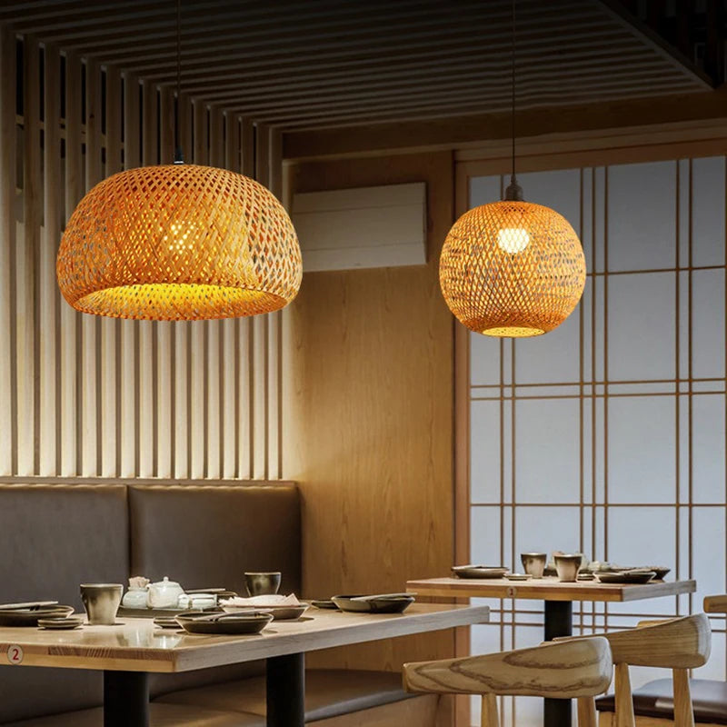 Molden Bamboo Lantern Pendant Lamp Natural Rattan E27 LED