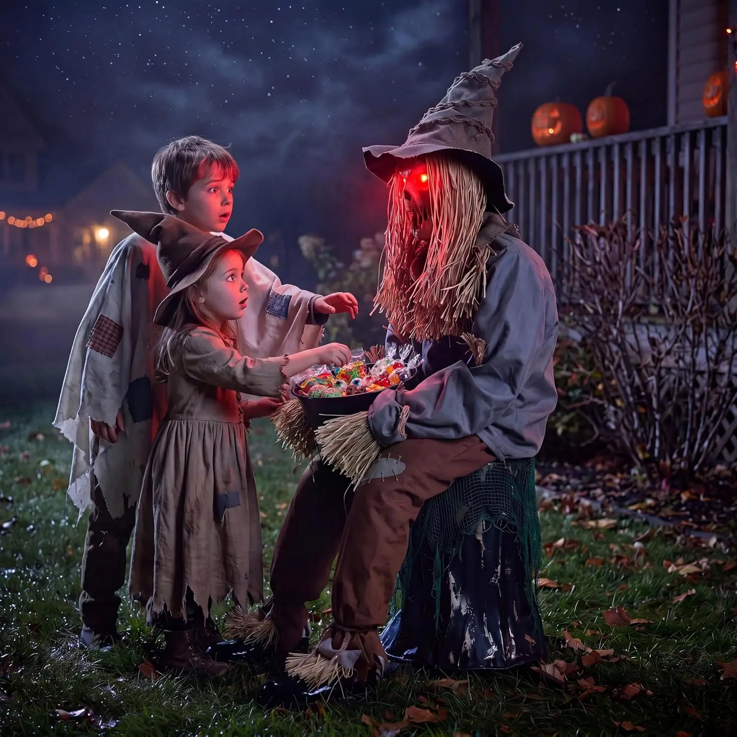 Joyfy Animatronic Scarecrow Featuring Sound And Led Eyes For Halloween