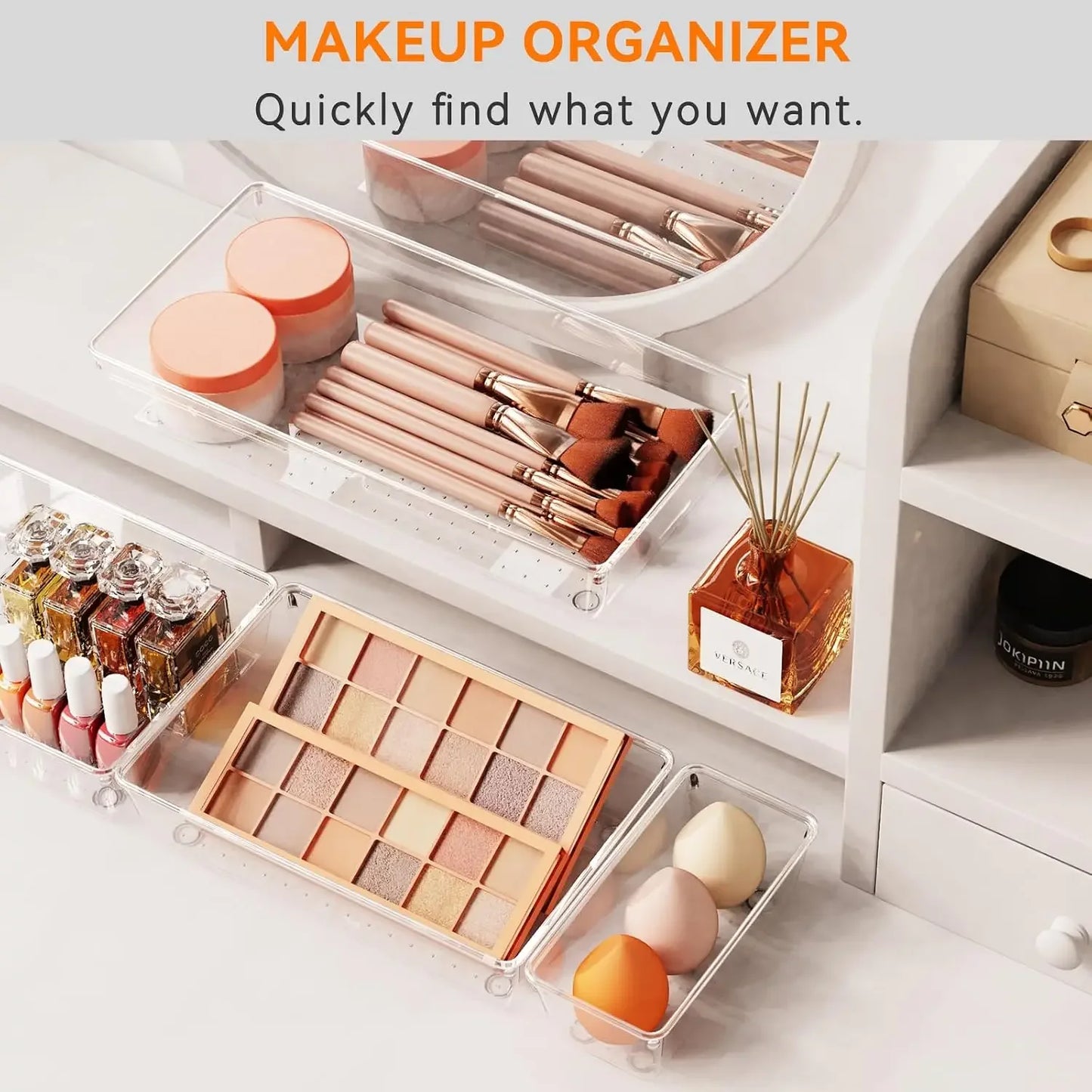 Plastic Drawer Organizer Trays For Makeup And Home Storage