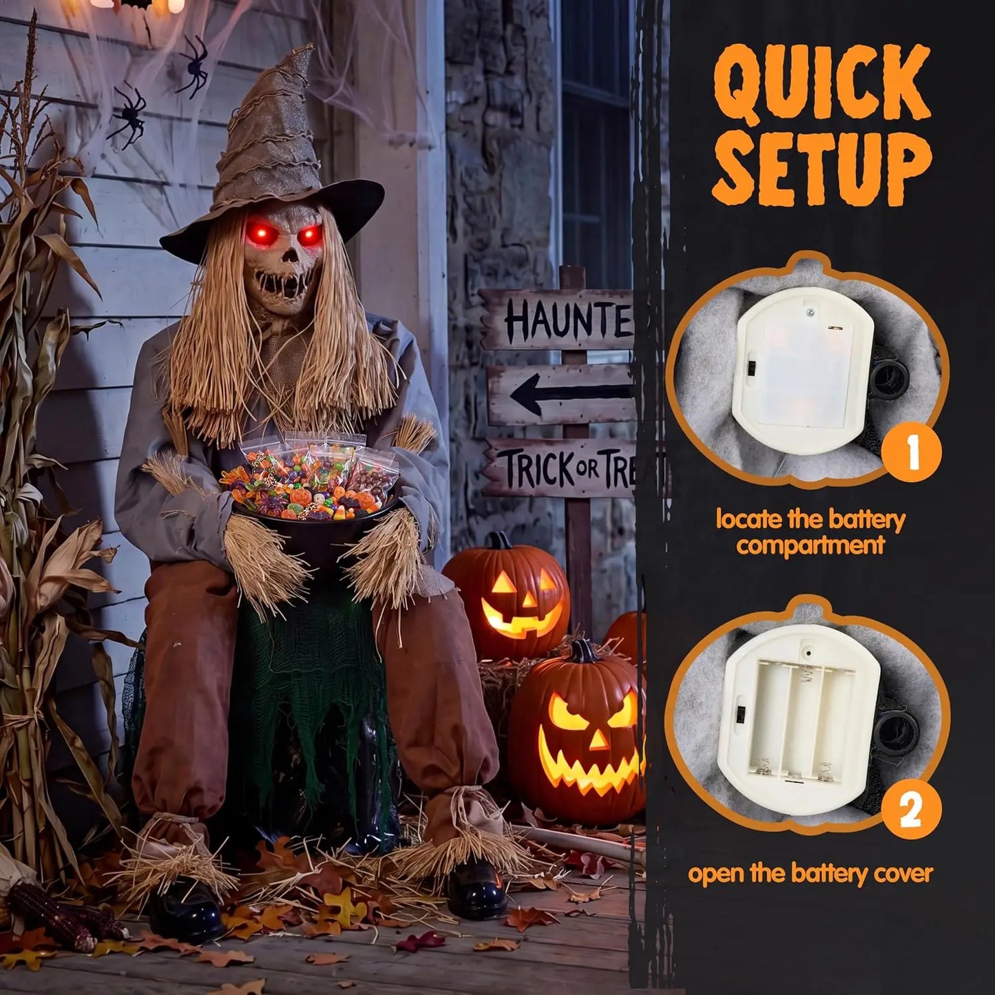 Joyfy Animatronic Scarecrow Featuring Sound And Led Eyes For Halloween